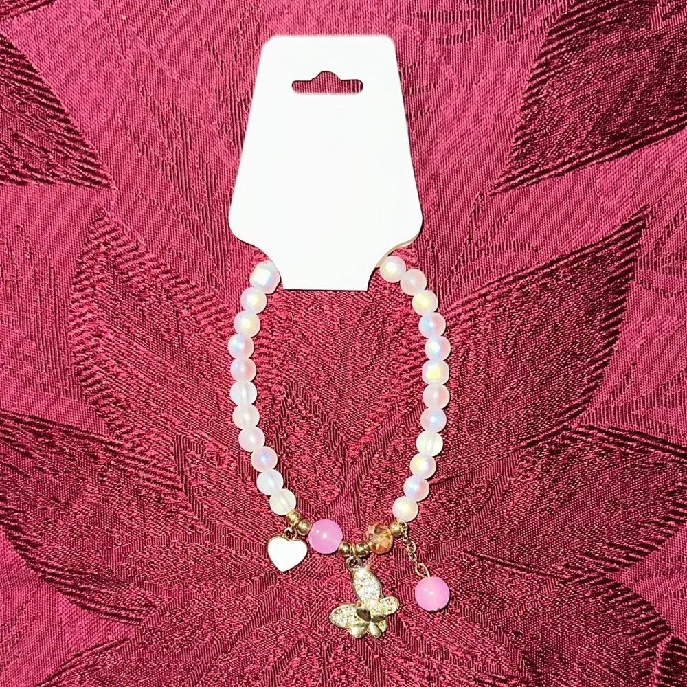 Gold and Pink Butterfly Charm Bracelet - Picture 4 of 4